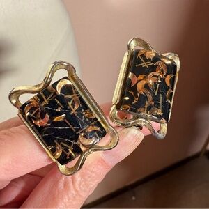 Vintage 1940's 50's Retro Moon celestial clear lucite oversized earrings